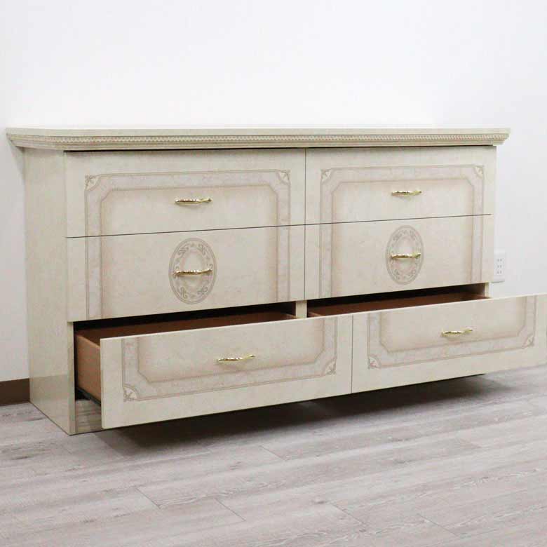 サルタレッリ アマルフィ ワイドチェスト アイボリー 6引出 ダブルドレッサー