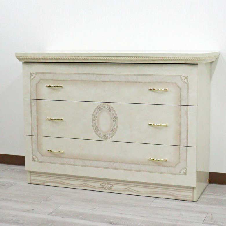 サルタレッリ アマルフィ ワイドチェスト アイボリー 3引出 シングルドレッサー