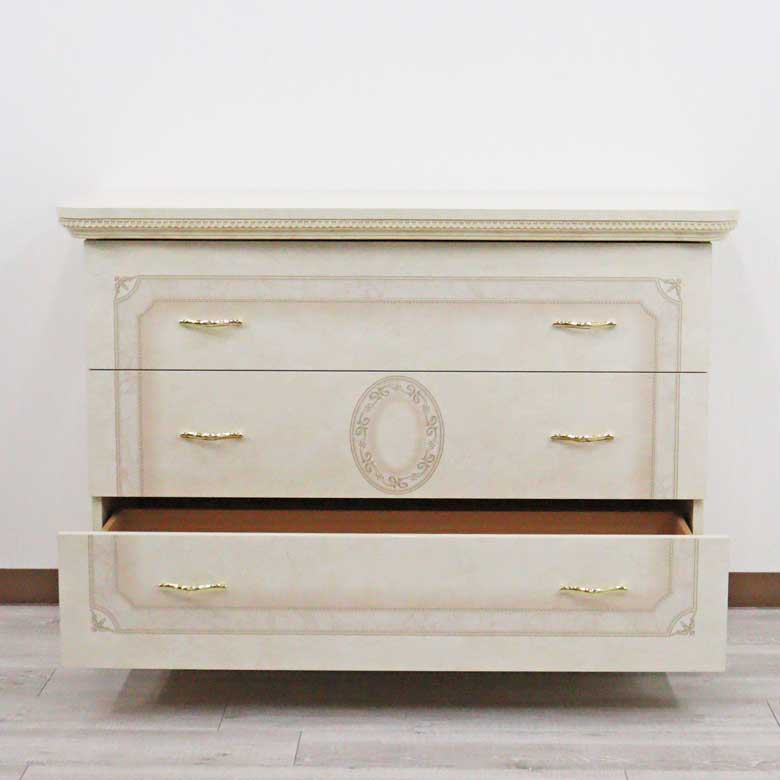 サルタレッリ アマルフィ ワイドチェスト アイボリー 3引出 シングルドレッサー