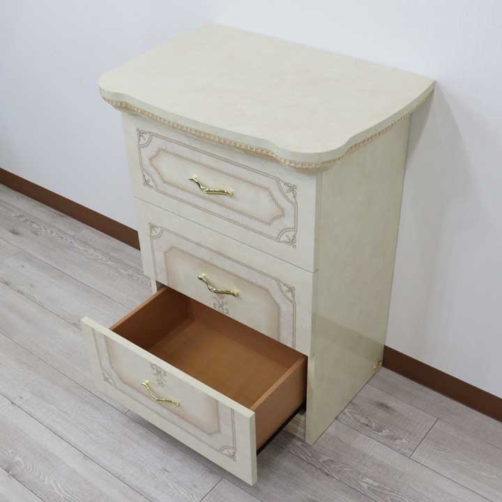 サルタレッリ アマルフィ 3段チェスト  アイボリー 3引出 ナイトテーブル