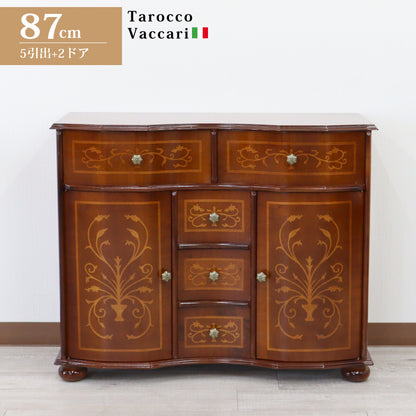 チェスト 木製 象嵌 丸脚 ローキャビネット 87cm サイドボード 119TS