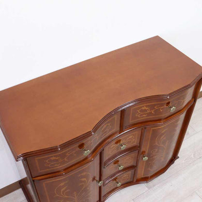 チェスト 木製 象嵌 丸脚 ローキャビネット 87cm サイドボード 119TS