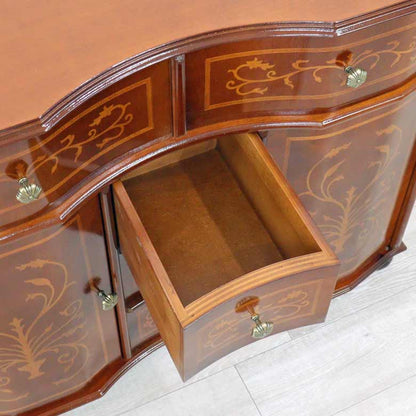 チェスト 木製 象嵌 丸脚 ローキャビネット 87cm サイドボード 119TS