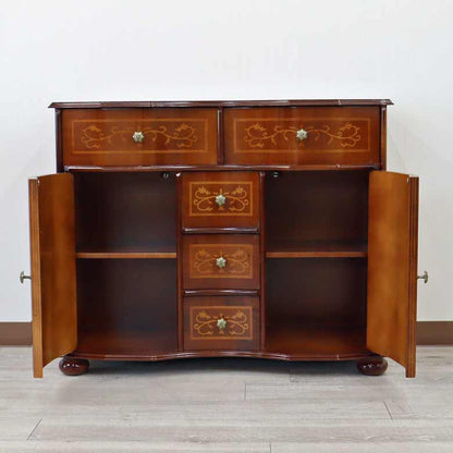 チェスト 木製 象嵌 丸脚 ローキャビネット 87cm サイドボード 119TS