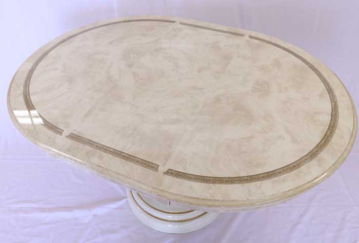 レオナルド 伸長式 ダイニングテーブル アイボリー イタリア キャメル 円形