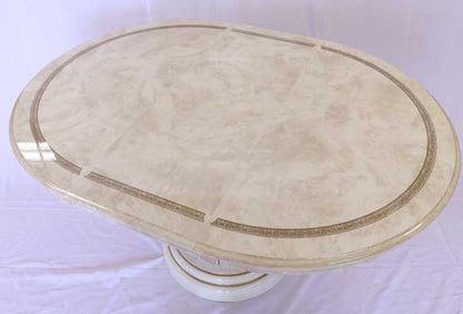 レオナルド 伸長式 ダイニングテーブル アイボリー イタリア キャメル 円形