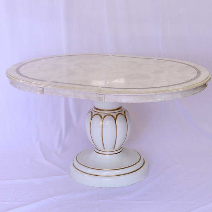 レオナルド 伸長式 ダイニングテーブル アイボリー イタリア キャメル 円形