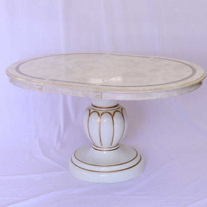 レオナルド 伸長式 ダイニングテーブル アイボリー イタリア キャメル 円形