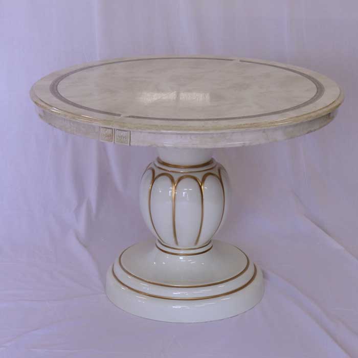 レオナルド 伸長式 ダイニングテーブル アイボリー イタリア キャメル 円形