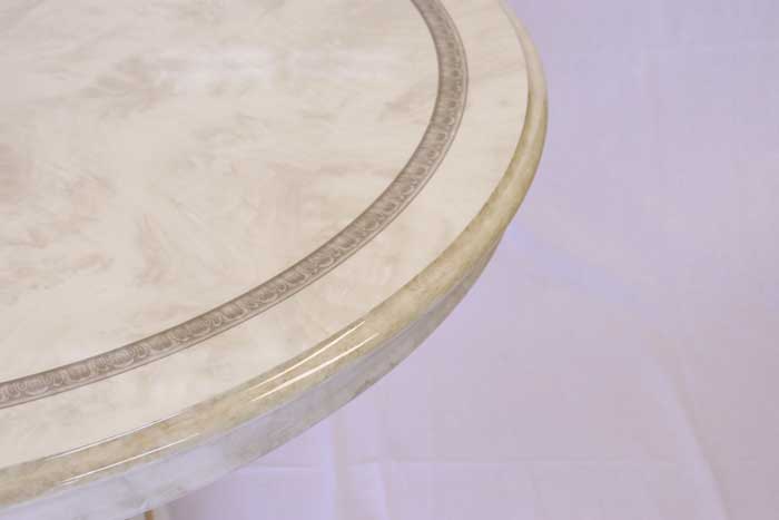 レオナルド 伸長式 ダイニングテーブル アイボリー イタリア キャメル 円形