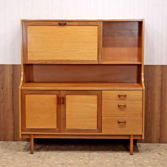 イギリス ヴィンテージ チーク材 ライティングビューロー付き キャビネット サイドボード