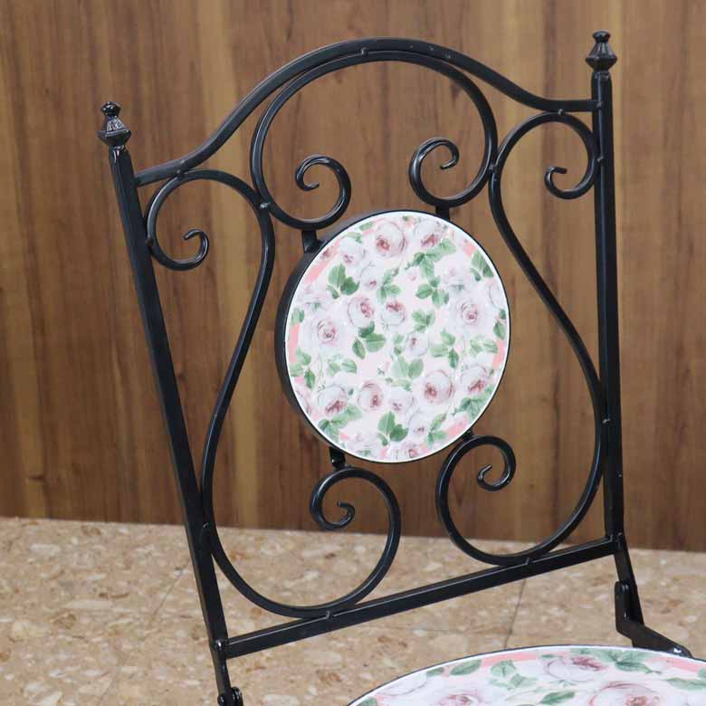 ガーデンテーブルセット アイアン ローズ/薔薇 3点セット ガーデンテーブルセット アイアン ローズ/薔薇 3点セット テーブル