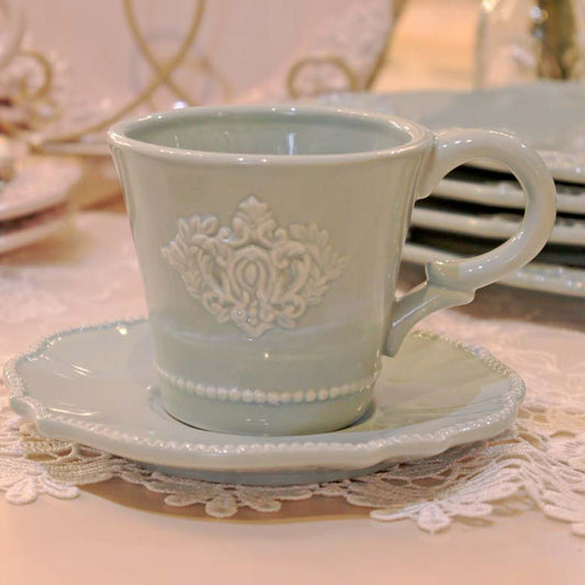 カップアンドソーサー ティーカップ ブルー ストーンウェア フレンチカントリー