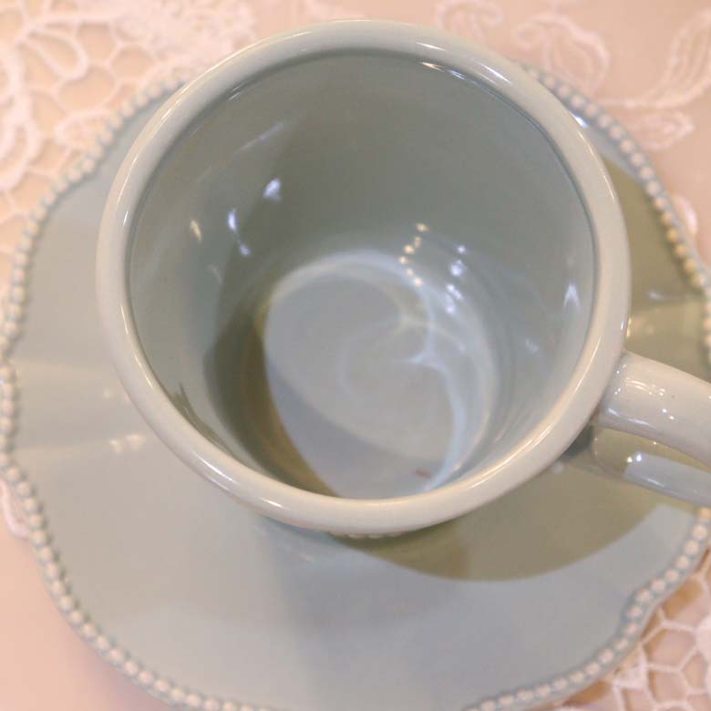 カップアンドソーサー ティーカップ ブルー ストーンウェア フレンチカントリー