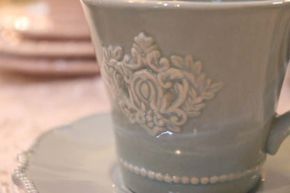 カップアンドソーサー ティーカップ ブルー ストーンウェア フレンチカントリー