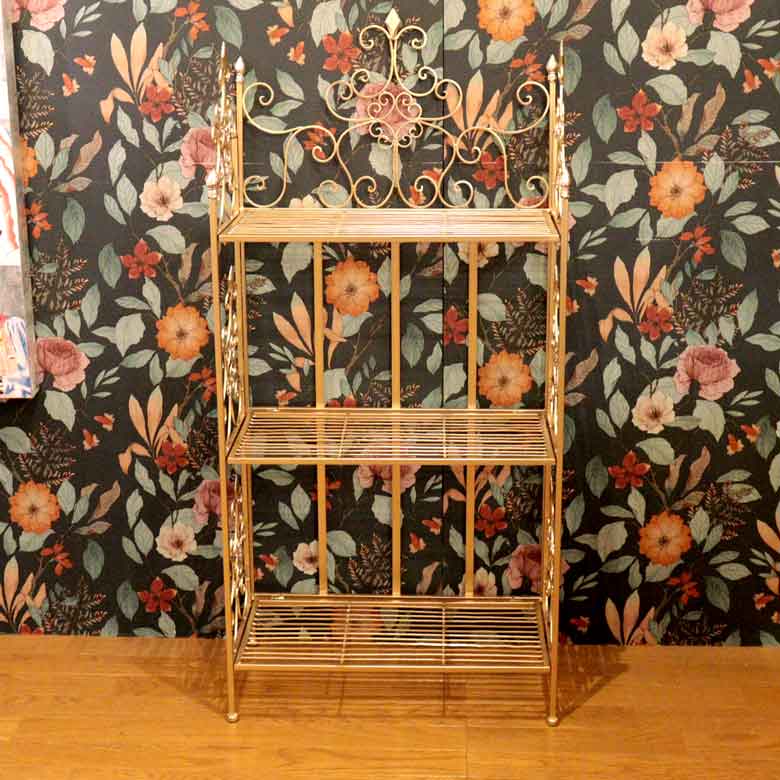 3段シェルフ アルミ 折り畳み シャンパンゴールド