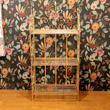 3段シェルフ アルミ 折り畳み シャンパンゴールド