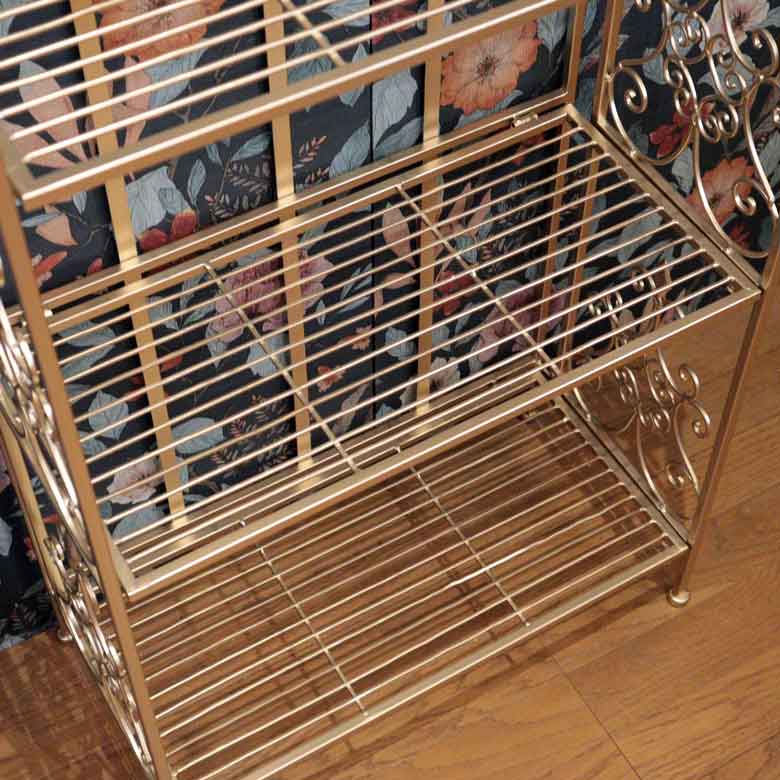 3段シェルフ アルミ 折り畳み シャンパンゴールド