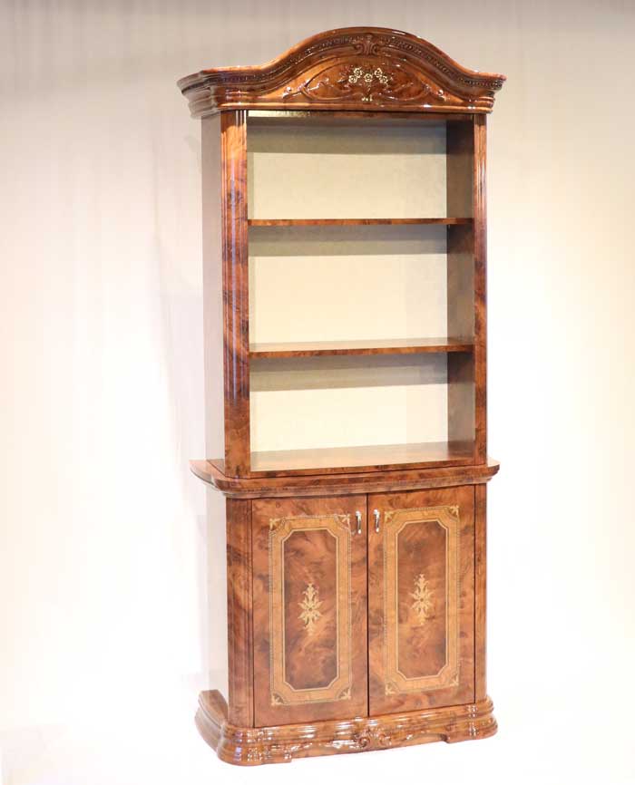 サルタレッリ アマルフィ 2ドアキャビネットオープンシェルフ ウォールナット カップボード