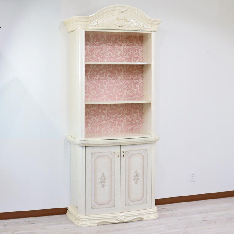 サルタレッリ アマルフィ 2ドアオープンキャビネット アイボリー ブックケース カップボード