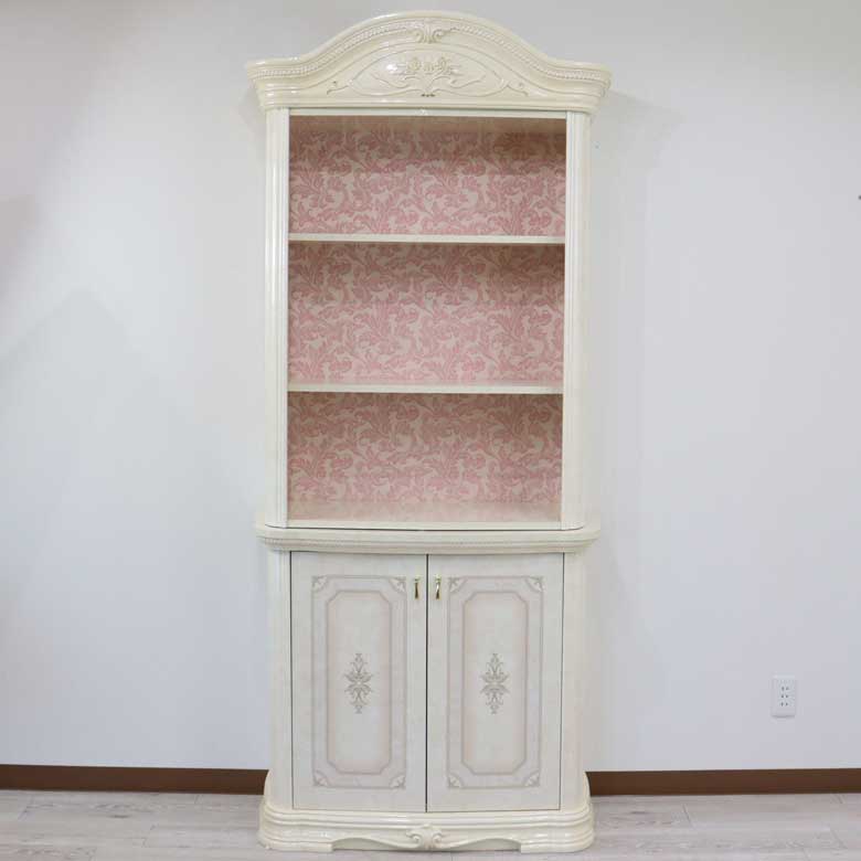 サルタレッリ アマルフィ 2ドアオープンキャビネット アイボリー ブックケース カップボード