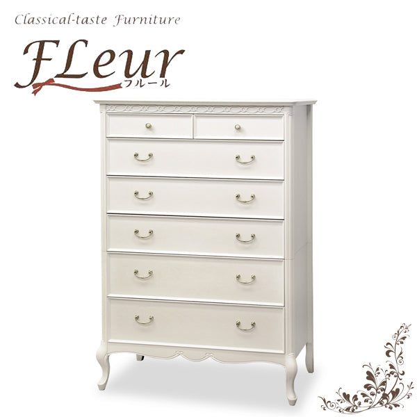 ハイチェスト 90cm幅 東海家具 アンティークホワイト 白家具 姫 プリンセス おしゃれ かわいい フルール 783246