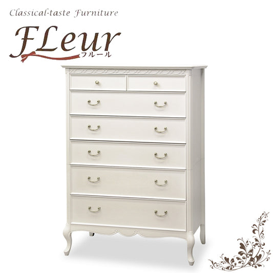 ハイチェスト 90cm幅 東海家具 アンティークホワイト 白家具 姫 プリンセス おしゃれ かわいい フルール 783246