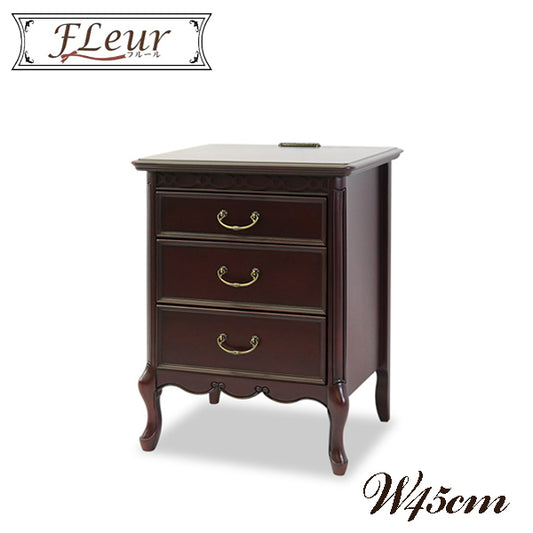 チェスト ナイトテーブル サイドテーブル 3段 アンティーク ブラウン フルール DM 東海家具 378152