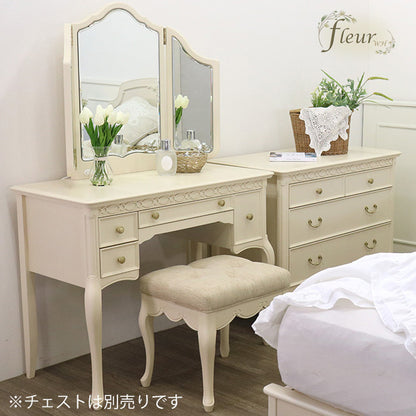 ドレッサー スツール付 東海家具 アンティークホワイト 白家具 姫 プリンセス おしゃれ かわいい フルール 783260