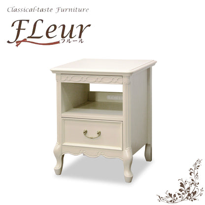 ナイトテーブル オープンチェスト アンティークホワイト 白家具 姫 プリンセス おしゃれ かわいい 東海家具 フルール 783277