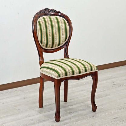 イタリア ダイニングチェア 猫脚 グリーンストライプ