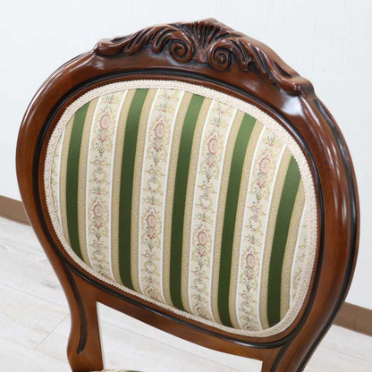 イタリア ダイニングチェア 猫脚 グリーンストライプ