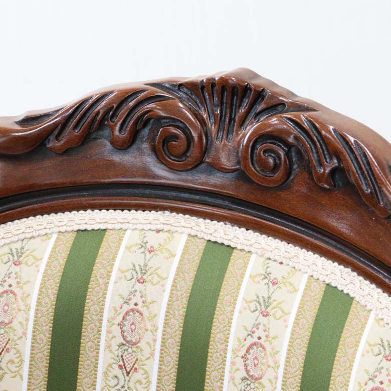 イタリア ダイニングチェア 猫脚 グリーンストライプ