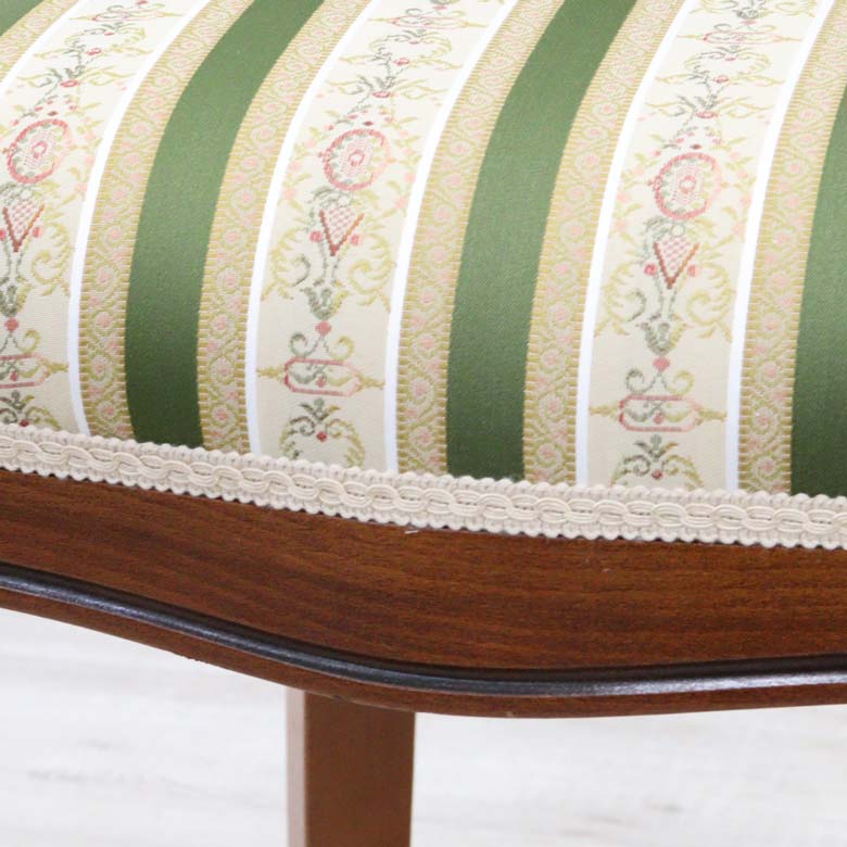 イタリア ダイニングチェア 猫脚 グリーンストライプ