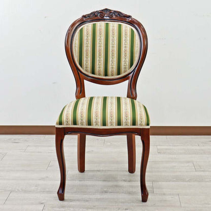 イタリア ダイニングチェア 猫脚 グリーンストライプ