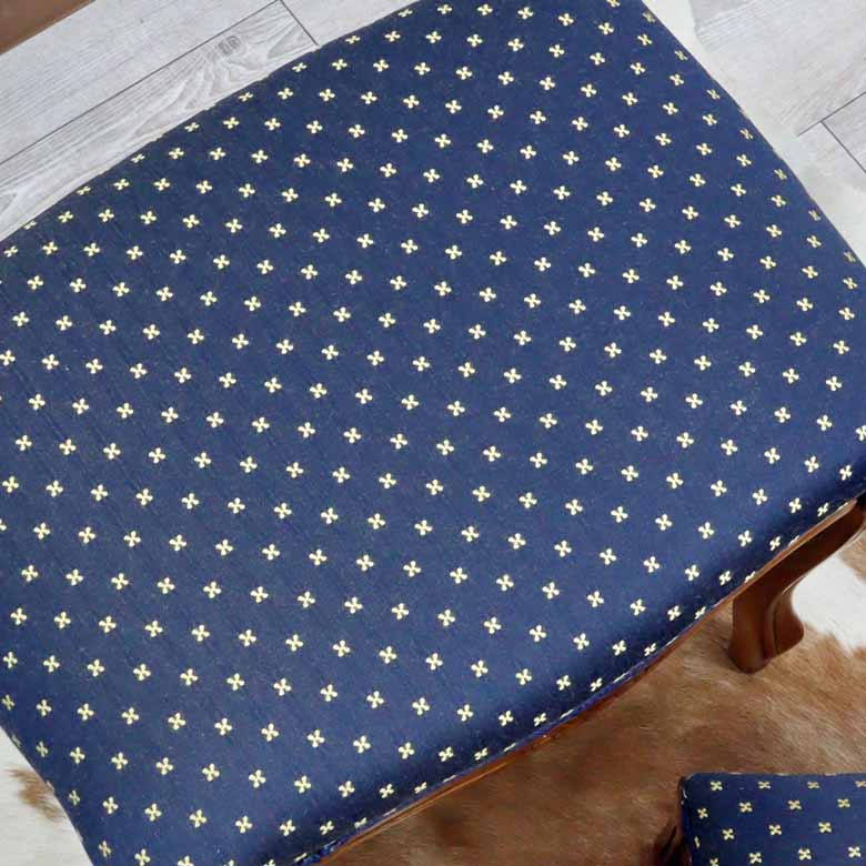 イタリア スツール 猫脚 ブルー オットマン 補助椅子 玄関用