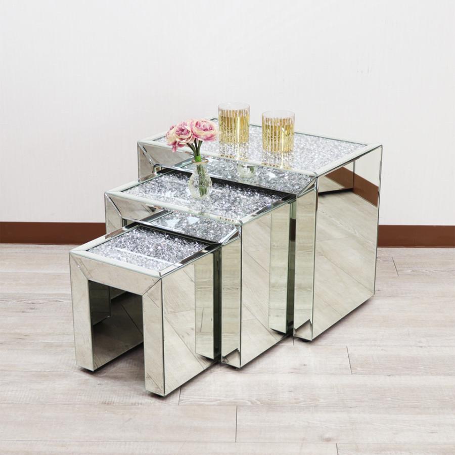 ミラー家具 ネストテーブル 3点セット ディスプレイスタンド サイドテーブル