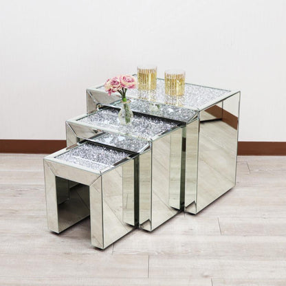 ミラー家具 ネストテーブル 3点セット ディスプレイスタンド サイドテーブル