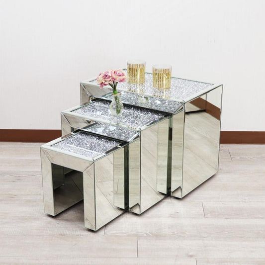 ミラー家具 ネストテーブル 3点セット ディスプレイスタンド サイドテーブル