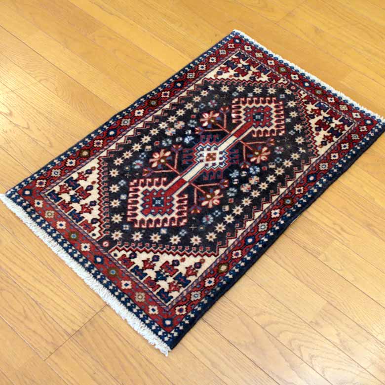 ペルシャ絨毯 90 x 60 ヤラメ カーペット ラグ 玄関マット persian rug
