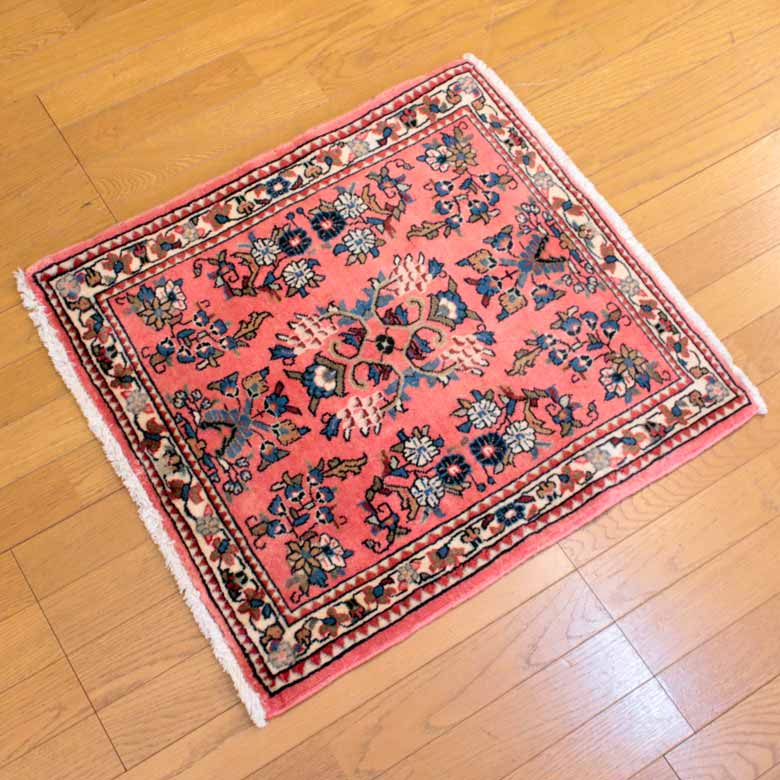 ペルシャ絨毯 70 x 65 サルーク ヴィンテージカーペット ラグ 玄関マット persian rug saluk バヤットノマド