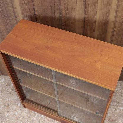 ガラス戸付きブックケース  本棚 チーク ヴィンテージ 木製 レトロ ミッドセンチュリー 北欧