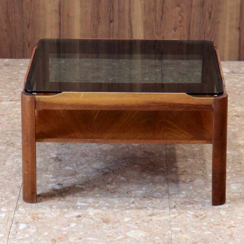 ガラストップテーブル Myer ローテーブル ヴィンテージ 木製 レトロ ミッドセンチュリー 北欧