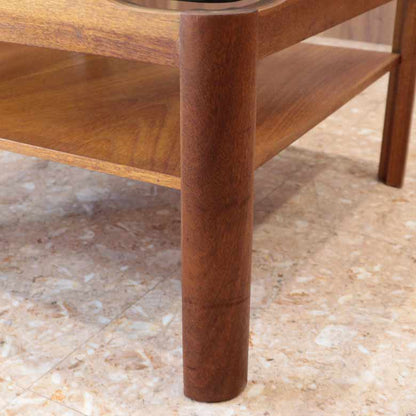 ガラストップテーブル Myer ローテーブル ヴィンテージ 木製 レトロ ミッドセンチュリー 北欧