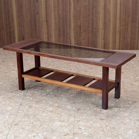 ガラストップテーブル ヴィンテージ コーヒーテーブル チーク