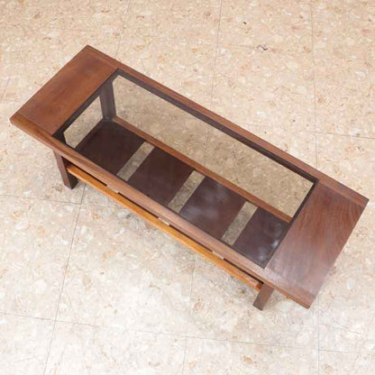 ガラストップテーブル ヴィンテージ コーヒーテーブル チーク