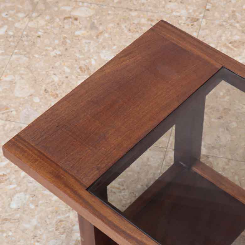 ガラストップテーブル ヴィンテージ コーヒーテーブル チーク