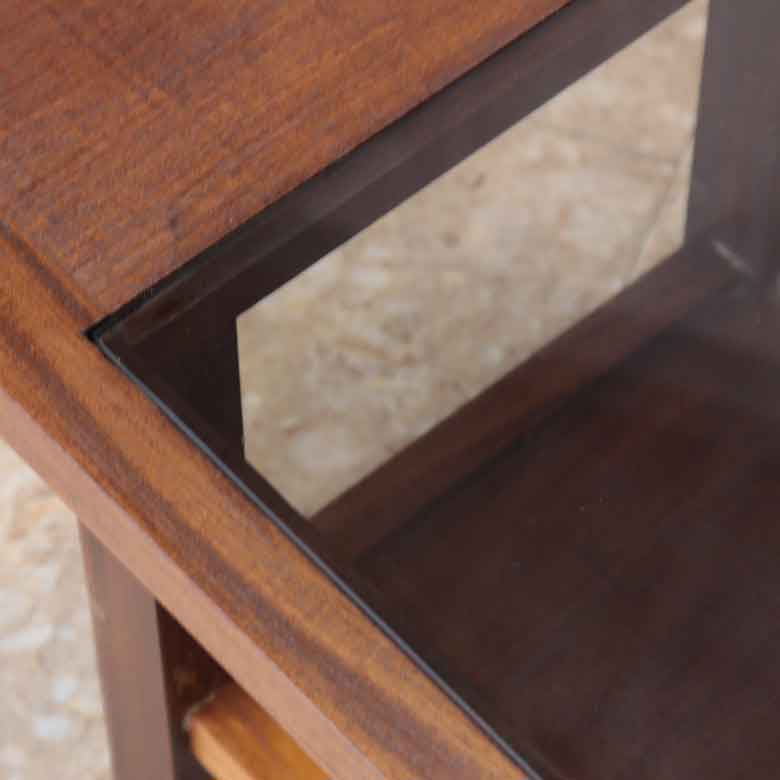 ガラストップテーブル ヴィンテージ コーヒーテーブル チーク