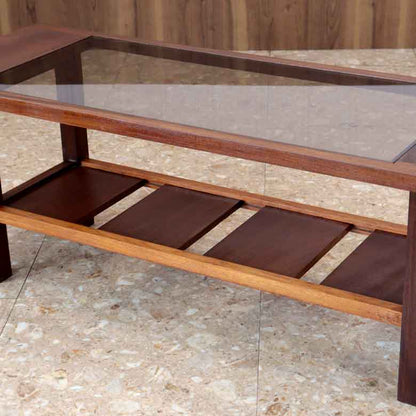 ガラストップテーブル ヴィンテージ コーヒーテーブル チーク