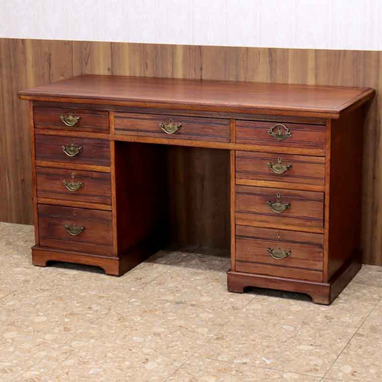 イギリス アンティーク ペディスタルデスク ライティングデスク